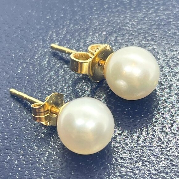 14kt Yellow Gold Sea Magic By Mikimoto 6.5 mm Akoya Cultured Pearl Earrings - Picture 1 of 16